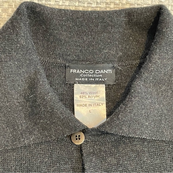 Italian Wool blend Franco Danti Cardigan Sweater Dark Gray Size M - Picture 4 of 6